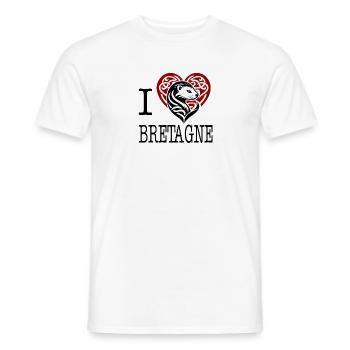 I Love Bretagne Hermine Maline - Men's T-Shirt - white - Front - AI Model Male 178 dark (178cm)