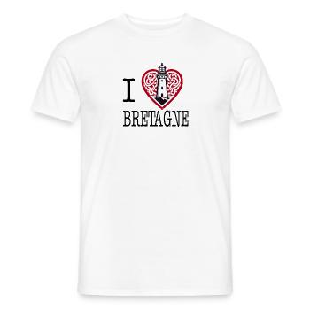 I Love Bretagne Celtic Lighthouse of Brittany - Men's T-Shirt - white - Front - AI Model Male 178 dark (178cm)