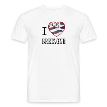 I Love Brittany Heart of Flag - Men's T-Shirt - white - Front - AI Model Male 178 dark (178cm)