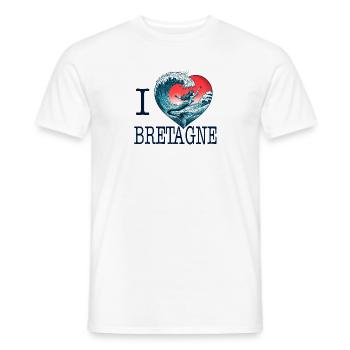 I Love Bretagne Mermaid Wave - Men's T-Shirt - white - Front - AI Model Male 178 dark (178cm)