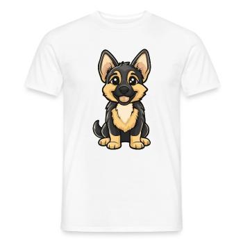German Shepherd Dog Comic Cute - Men's T-Shirt - white - Front - AI Model Male 178 dark (178cm)