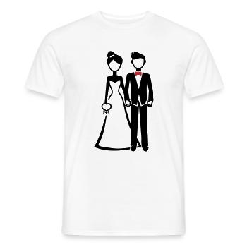 Mariée et marié - T-shirt homme - blanc - Devant - AI Model Male 178 dark (178cm)
