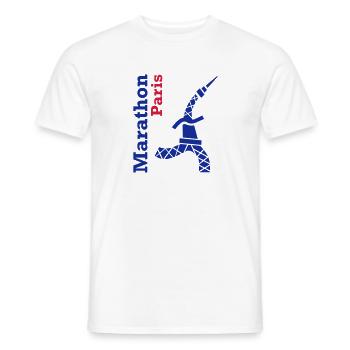 paris_marathon_Tour Eiffel - T-shirt homme - blanc - Devant - AI Model Male 178 dark (178cm)