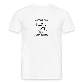 J'peux pas j'ai Badminton - T-shirt homme - blanc - Devant - AI Model Male 178 dark (178cm)