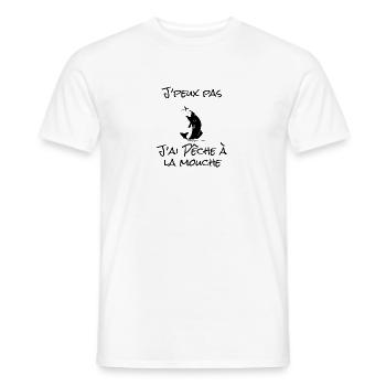 J'peux pas j'ai Pêche à la mouche - T-shirt homme - blanc - Devant - AI Model Male 178 dark (178cm)