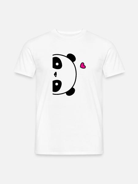 Süßes Panda Poster mit Herz - Männer T-Shirt - Weiß