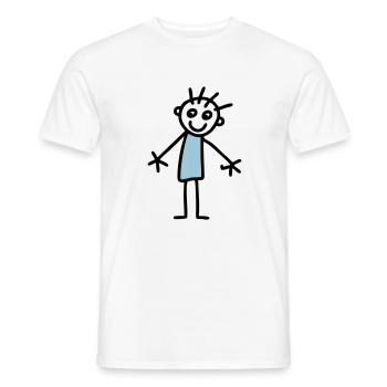 Strichmännchen Kinderzeichnung - V2 - Männer T-Shirt - Weiß - Vorne - AI Model Male 178 dark (178cm)