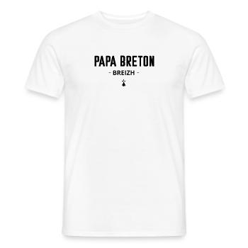Papa Breton Breizh - hermine - T-shirt homme - blanc - Devant - AI Model Male 178 dark (178cm)