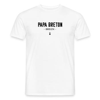 Papa Breton Breizh hermine - T-shirt homme - blanc - Devant - AI Model Male 178 dark (178cm)