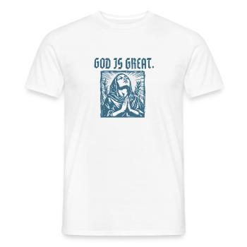 God Is Great – Praying Woman Faith Design - Men's T-Shirt - white - Front - AI Model Male 178 dark (178cm)