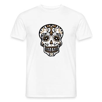 Sugar Skull, Mexico, flowers, day, dead, pirate, - Men's T-Shirt - white - Front - AI Model Male 178 dark (178cm)