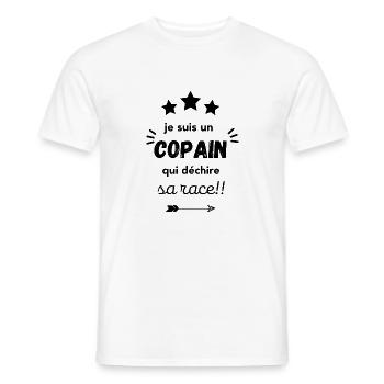 je suis un copain qui déchire sa race - T-shirt homme - blanc - Devant - AI Model Male 178 dark (178cm)