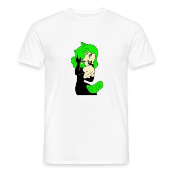 Hoodie Green Cyber Gothic Punk Rock Woman in Black - Men's T-Shirt - white - Front - AI Model Male 178 dark (178cm)