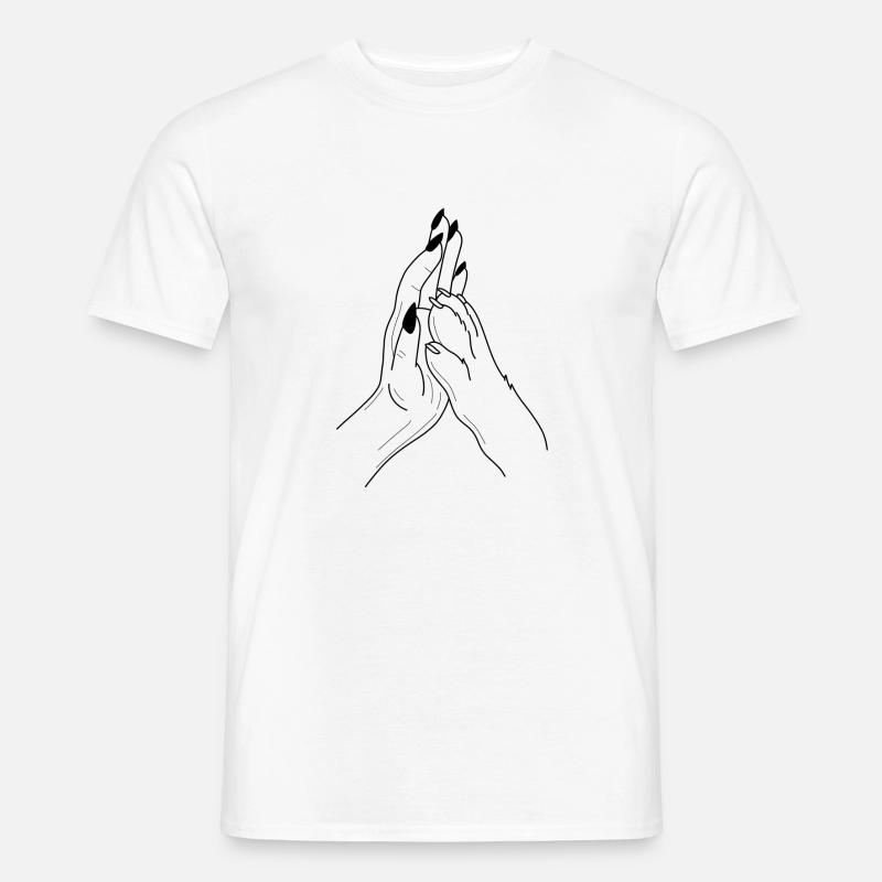 Hand Pfote Highfive - Männer T-Shirt - Weiß