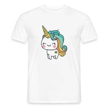 Kawaii Cute Happy Unicorn - Men's T-Shirt - white - Front - AI Model Male 178 dark (178cm)