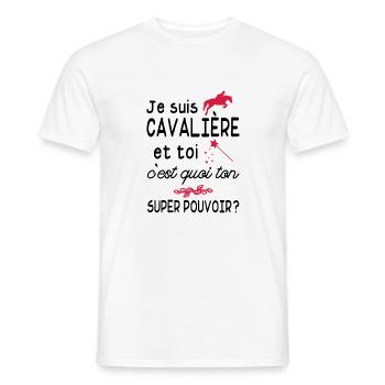 je suis cavalière / cadeau humour cavalière - T-shirt homme - blanc - Devant - AI Model Male 178 dark (178cm)