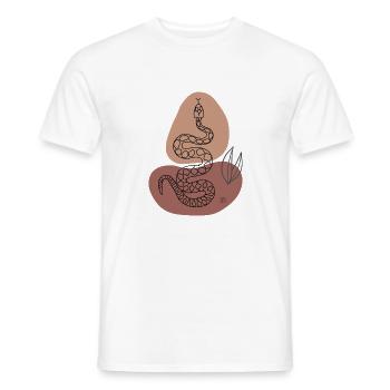 "Snake", boho line art design, series "Desert" - Men's T-Shirt - white - Front - AI Model Male 178 dark (178cm)