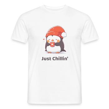 Niedlicher Pinguin mit Weihnachtsmütze - Männer T-Shirt - Weiß - Vorne - AI Model Male 178 dark (178cm)
