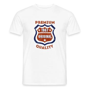 Qualité premium 1987 - T-shirt homme - blanc - Devant - AI Model Male 178 dark (178cm)
