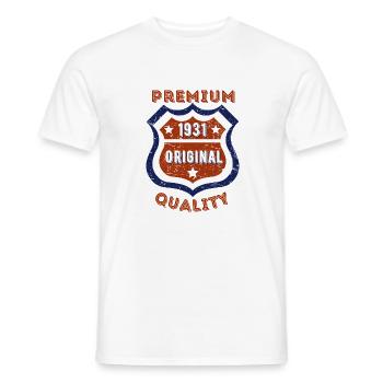 Qualité premium 1931 - T-shirt homme - blanc - Devant - AI Model Male 178 dark (178cm)