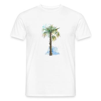 Mediterrane Palme - Auarell Federzeichnung - Männer T-Shirt - Weiß - Vorne - AI Model Male 178 dark (178cm)