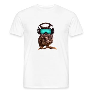 Owl_ 03 - Men's T-Shirt - white - Front - AI Model Male 178 dark (178cm)