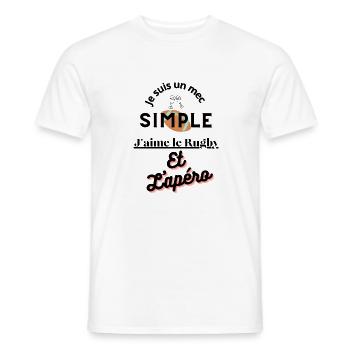 Simple Dude - Rugby and Aperitif - Men's T-Shirt - white - Front - AI Model Male 178 dark (178cm)
