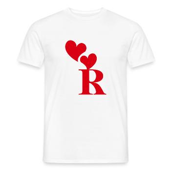 Letter r red heart - Men's T-Shirt - white - Front - AI Model Male 178 dark (178cm)