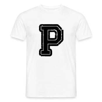 buchstabe P - Männer T-Shirt - Weiß - Vorne - AI Model Male 178 dark (178cm)
