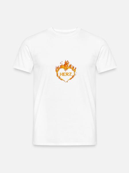 Geschenk T-Shirt Herz brennt für Emsland - Männer T-Shirt - Weiß