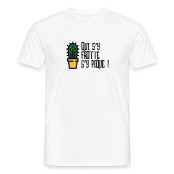 Qui s'y frotte s'y pique / Humour Caractère Raler - T-shirt homme - blanc - Devant - AI Model Male 178 dark (178cm)
