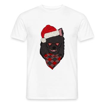 Chihuahua Chi Chapeau de Noël à cheveux longs - T-shirt homme - blanc - Devant - AI Model Male 178 dark (178cm)