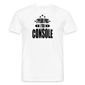 j'peux pas j'ai console - T-shirt homme - blanc - Devant - AI Model Male 178 dark (178cm)