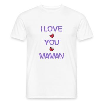 I LOVE. I LOVE YOU. MAMAN. FÊTE DES MÈRES. FÊTE - T-shirt homme - blanc - Devant - AI Model Male 178 dark (178cm)