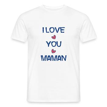 BONNE FÊTE MAMAN. MAMAN. FÊTE DES MÈRES. COEUR - T-shirt homme - blanc - Devant - AI Model Male 178 dark (178cm)