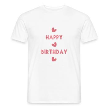HAPPY BIRTHDAY. JOYEUX ANNIVERSAIRE. ANNIVERSAIRE. - T-shirt homme - blanc - Devant - AI Model Male 178 dark (178cm)