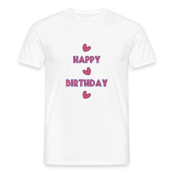 HAPPY BIRTHDAY. HAPPY BIRTHDAY. ANNIVERSARY. - Men's T-Shirt - white - Front - AI Model Male 178 dark (178cm)