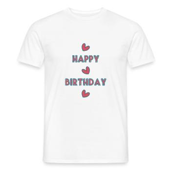 HAPPY BIRTHDAY. HAPPY BIRTHDAY. ANNIVERSARY. - Men's T-Shirt - white - Front - AI Model Male 178 dark (178cm)