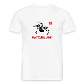 Switzerland with mountains and gondola and skiers - Men's T-Shirt - white - Front - AI Model Male 178 dark (178cm)