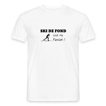 Cross Country Skiing Langlaufen Ski de fond - Men's T-Shirt - white - Front - AI Model Male 178 dark (178cm)