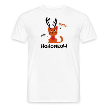 HohoMeow - Chat de Noël Idée cadeau Christmas - T-shirt homme - blanc - Devant - AI Model Male 178 dark (178cm)