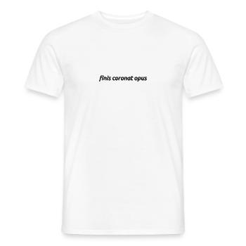 Finis Coronat Opus. The end crowns the work Latin - Men's T-Shirt - white - Front - AI Model Male 178 dark (178cm)
