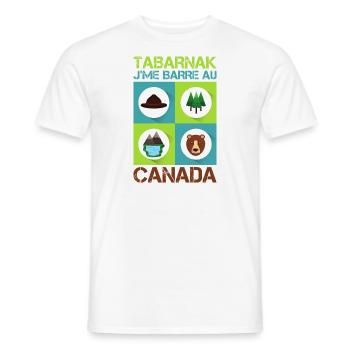Tabarnak Je Me Barre Au Canada, Feuille D'érable - T-shirt homme - blanc - Devant - AI Model Male 178 dark (178cm)