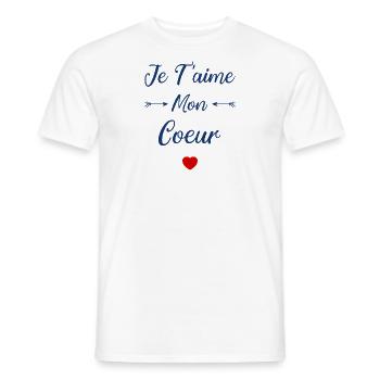 Je t'aime mon Coeur - T-shirt homme - blanc - Devant - AI Model Male 178 dark (178cm)