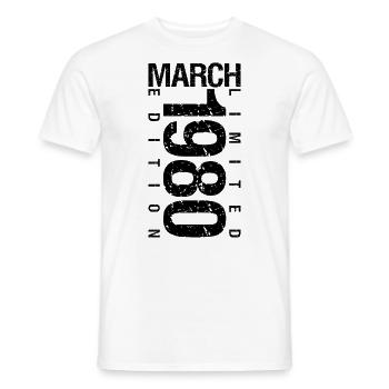 Anniversaire Mars 1980 Mars né en Mars - T-shirt homme - blanc - Devant - AI Model Male 178 dark (178cm)