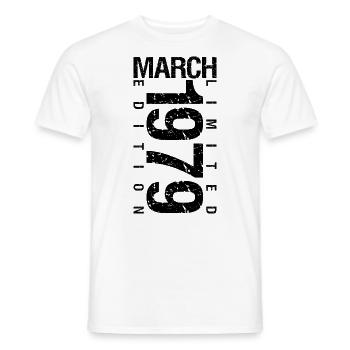 Birthday March 1979 March born in March - Men's T-Shirt - white - Front - AI Model Male 178 dark (178cm)