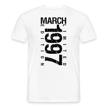 Birthday March 1997 March born in March - Men's T-Shirt - white - Front - AI Model Male 178 dark (178cm)