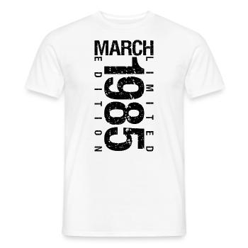 Anniversaire Mars 1985 Mars né en Mars - T-shirt homme - blanc - Devant - AI Model Male 178 dark (178cm)