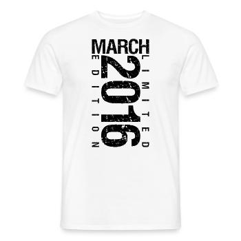 Birthday March 2016 March born in March - Men's T-Shirt - white - Front - AI Model Male 178 dark (178cm)