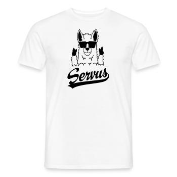 Servus Lama Alpaka Trachtenshirt Spruch - Männer T-Shirt - Weiß - Vorne - AI Model Male 178 dark (178cm)